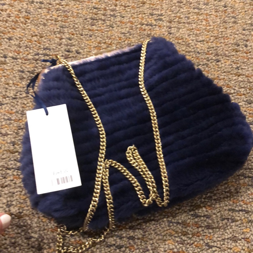 BNWT Clare V. Navy night shearling  doctor bag! - Picture 3 of 4